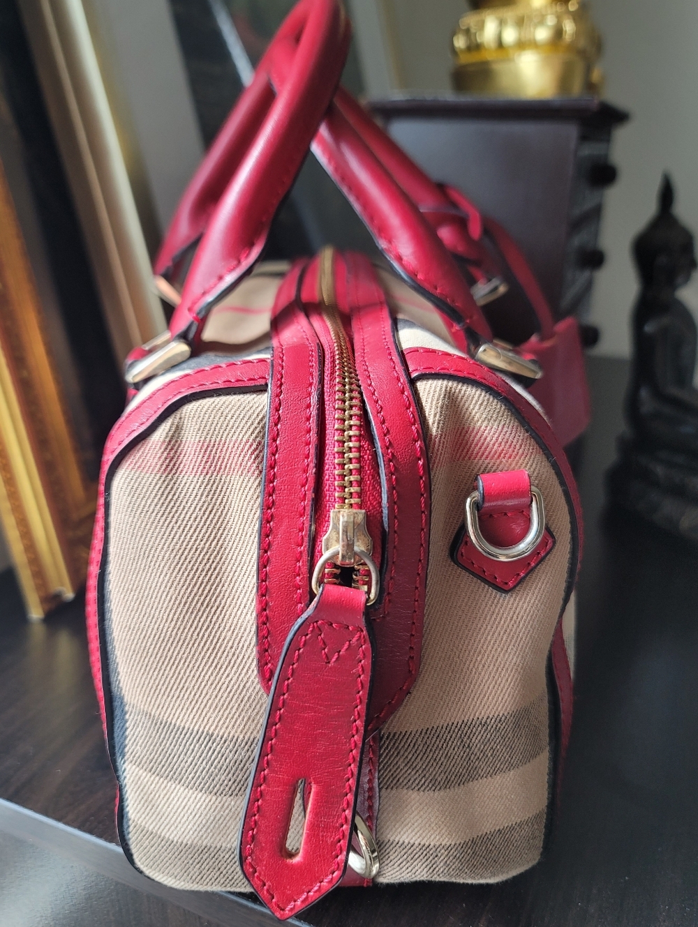 Burberry Tricolor Canvas Leather Boston Bag - Picture 4 of 17